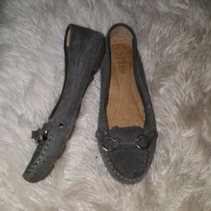 J Crew gray leather driving moccasins size 7
